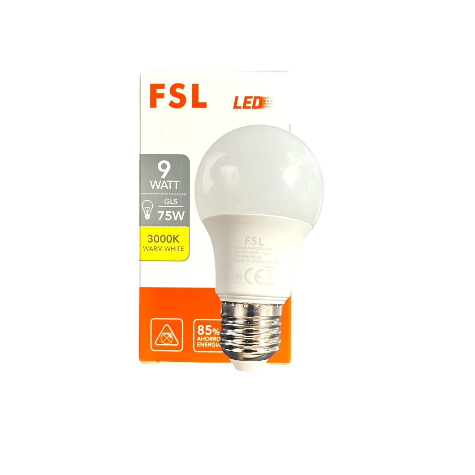 Pack X3 Ampolletas Led A60 9w E27 Universal Luz Calida Fsl