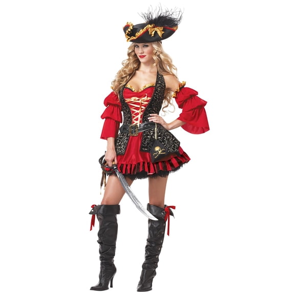Disfraz Sexy de Pirata Española California Costumes Talle S Rojo