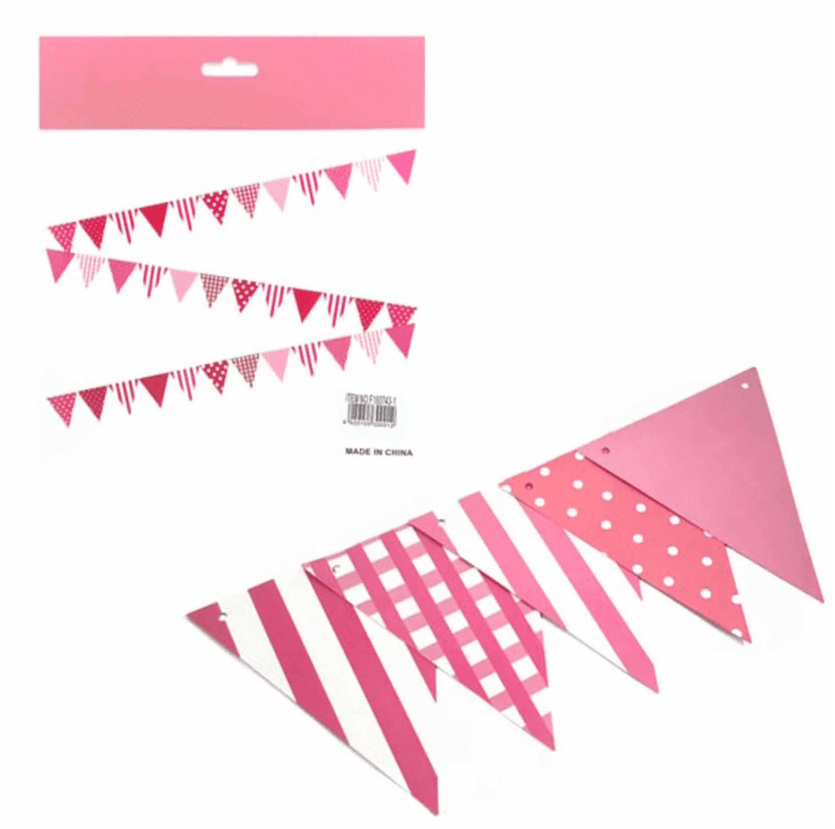 Genérico - Guirnalda Banderin Triangular Carton Rosada X1 Uni