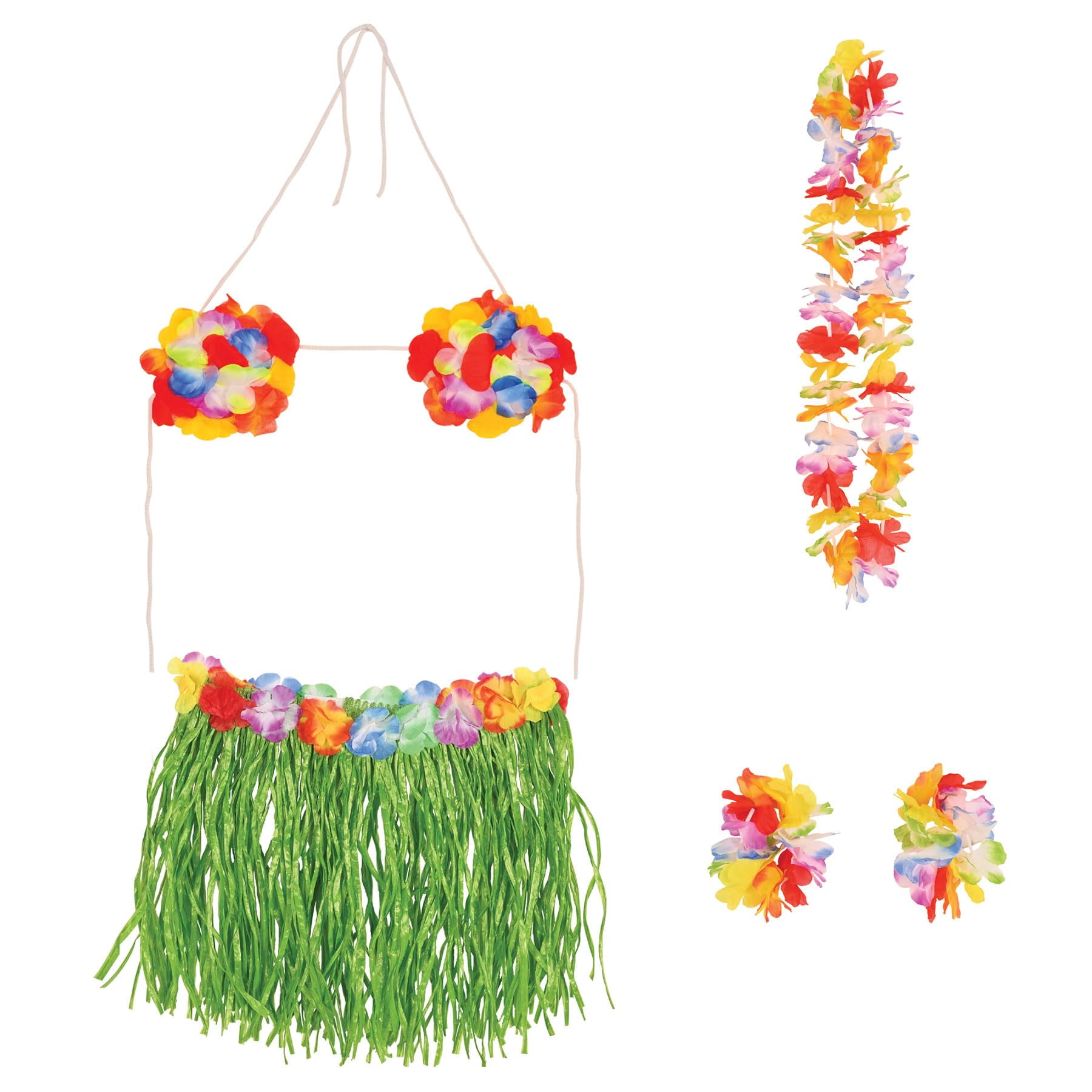 Set De Disfraz Hawaiano De Falda Hula Beistle, 5 Piezas, Talla Adulto