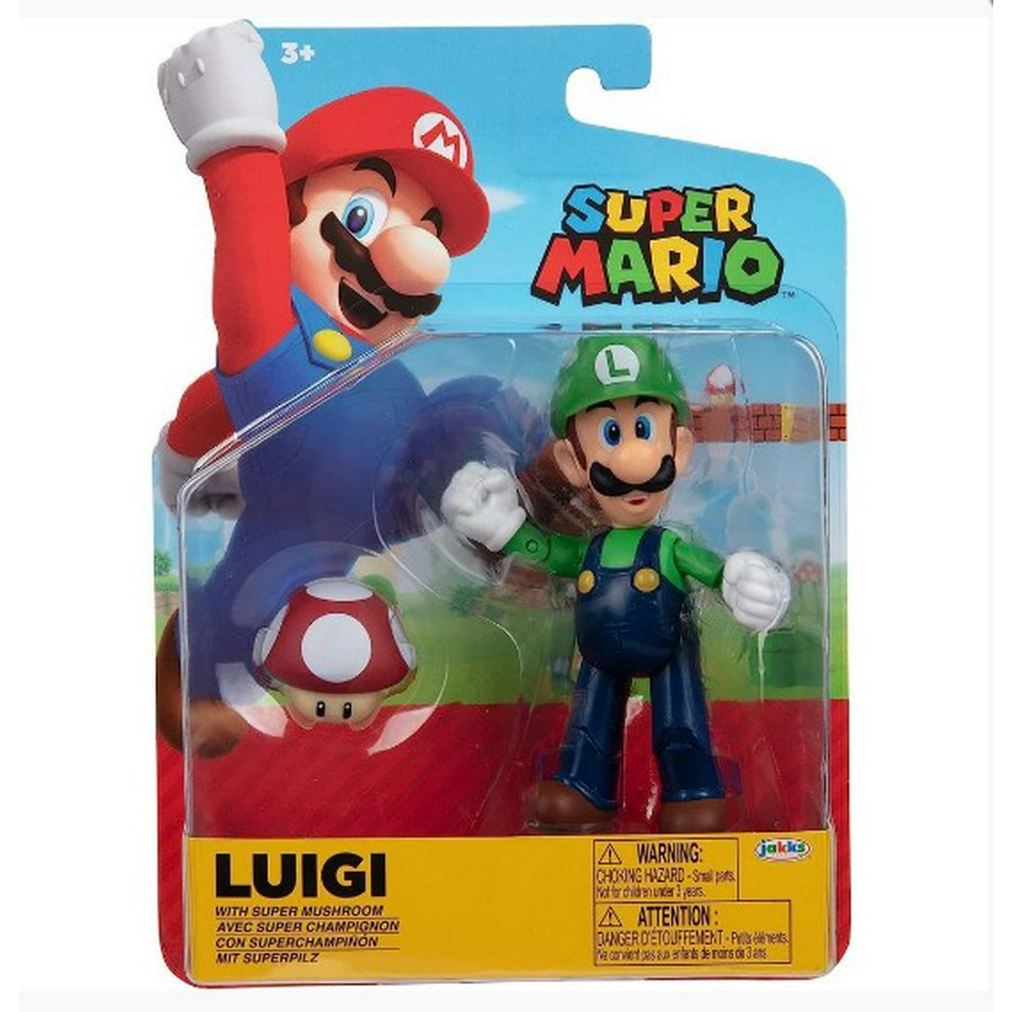 Super Mario - Nintendo Figura Luigi Con Super Champiñón