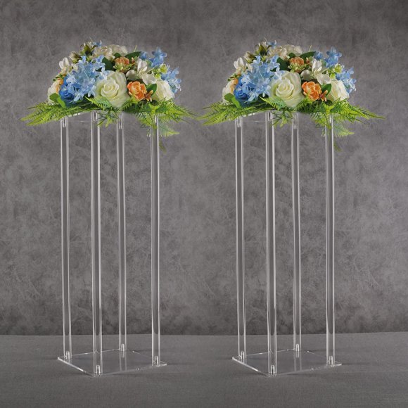 Soporte para flores YALLOVE con pedestal acrílico transparente de 60 cm para bodas