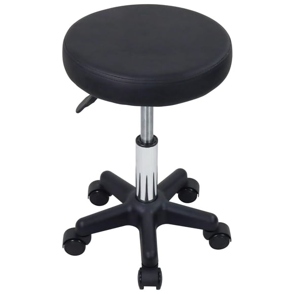 Taburete Enrollable Redondo De Altura Ajustable Con Ruedas Color Negro