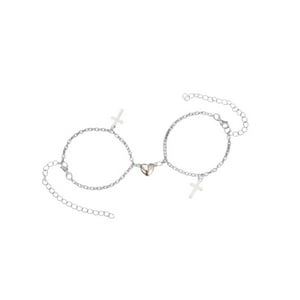 Genérico - Pulseras Para Parejas Con Corazón Magnetico, Colgante Cruz