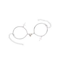 Genérico - Pulseras Para Parejas Con Corazón Magnetico, Colgante Cruz