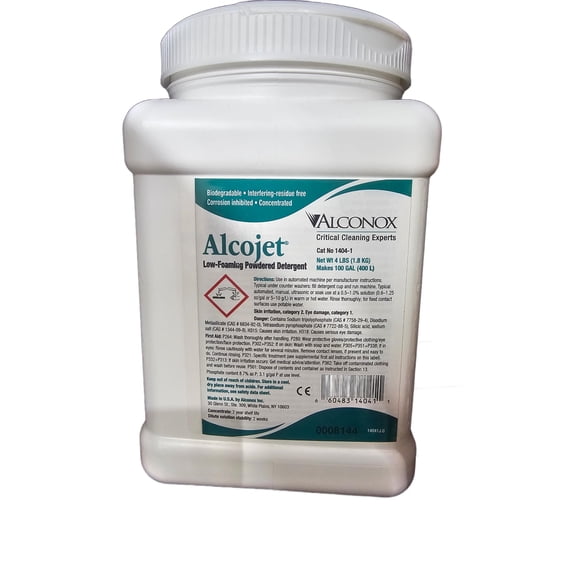 Detergente Alconox Alcojet 1404 no iónico de baja formación de espuma, 1,8 kg