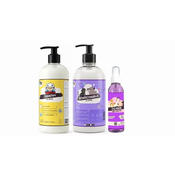 Shampoo + Acondicionador De Avena 1 Litro + Colonia Mascotas