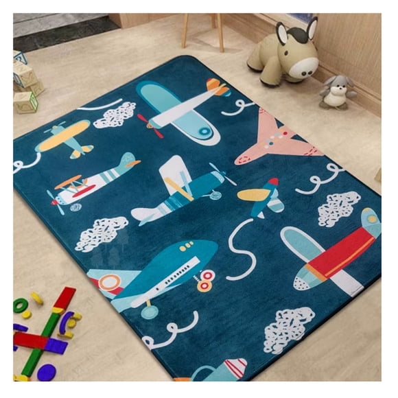 Alfombra Infantil Estampada 80x120 cm Aviones