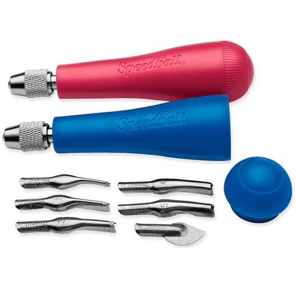 Cortadoras de Linóleo Speedball Set 2 Mangos 6 Puntas