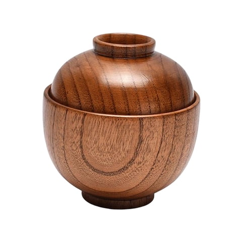 Bothyi - Tazón De Madera Con Tapa Bebé Niños Niños Tazón Cocina Redondo Arroz Tazón Para Servir