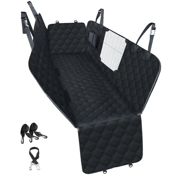 Funda De Asiento De Coche Para Perros Impermeable Con Ventana De Malla Negra
