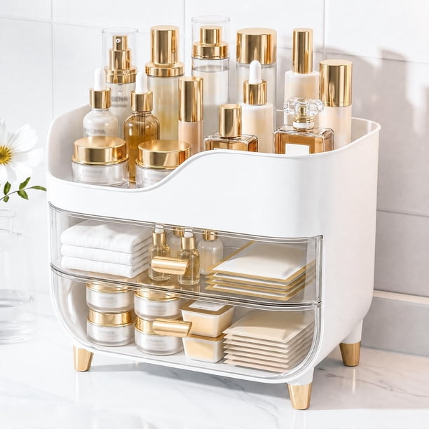 Organizador De Maquillaje Para Tocador Con Cajones Grandes Y Organizador Extragrande Para Ski