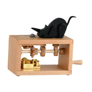Magideal - Caja De Música Con Manivela, Caja Musical De Madera, Adornos Decorativos Coleccionables Novedosos Y Únicos Para Amigos, Amantes, Familiares Y Colegas, Gato