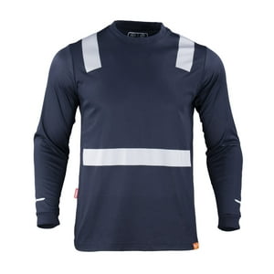 T-World - Polera Hibrida Cinta Reflectiva Manga Larga Azul