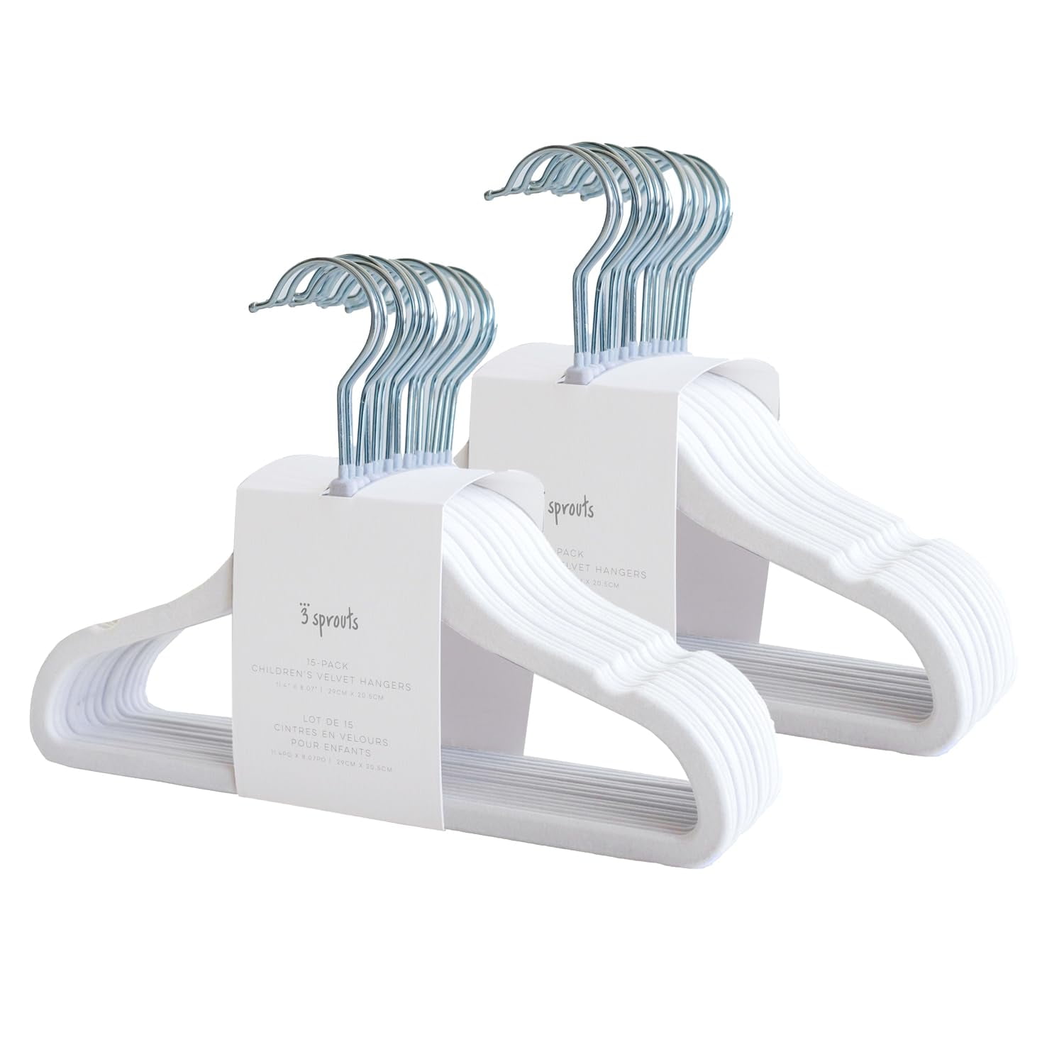 Baby Hangers 3 Sprouts, Terciopelo, Antideslizante, 30 Unidades, Color Blanco
