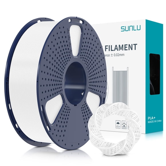 Filamento para impresora 3D SUNLU PLA Plus de 1,75 mm, bobina de 1 kg, blanco