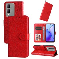 Funda Tipo Cartera Foxdock Para Vivo Y17S , Diseño Girasol En Relieve, Cuero Pu, Cierre Magnético, Soporte Y Tarjetero