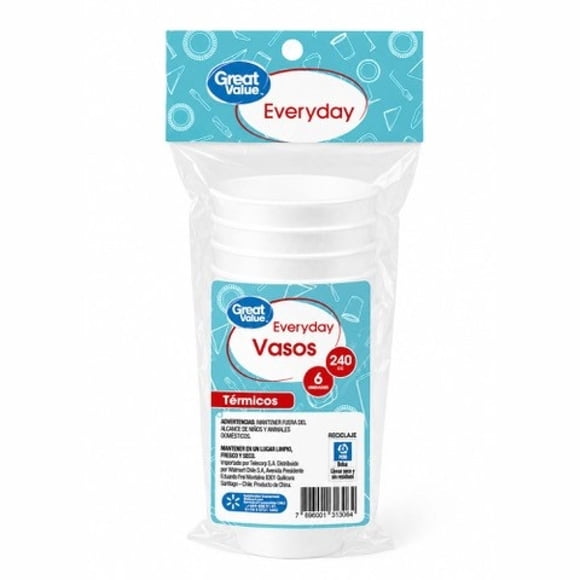 Vaso Plumavit 240 cc, 6 Un