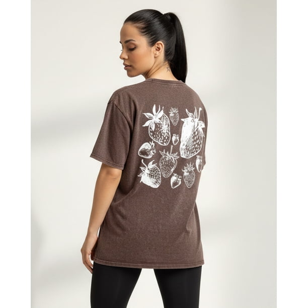 Polera Mujer Oversize Manga Corta Pre Lavado