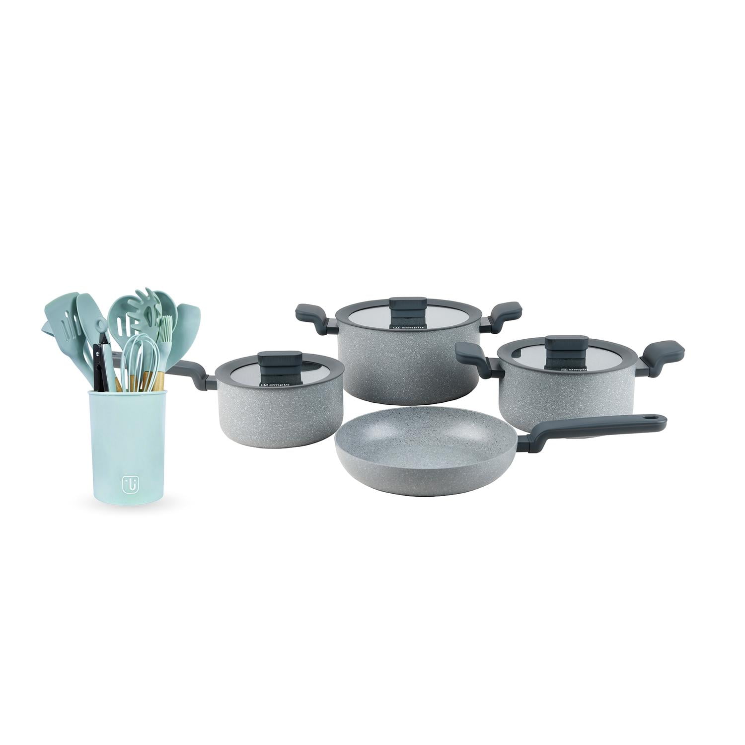 Batería De Cocina Pompei + Set 12 Utensilios Calipso Simplit