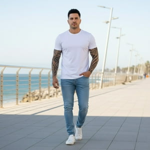 T-World - Polera 100 % Algodón Manga Corta Básica 170 Grs. Blanco