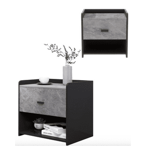 Habita2 Chile - Pack 2 Veladores Negro Elegante Midnight 1 Cajon - Gris