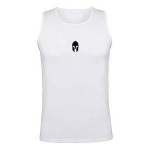 Persodesign - Polera Dryfit Espartano Musculosa Tank Guerrero Gimnasio Talla Xl Blanco Hombre
