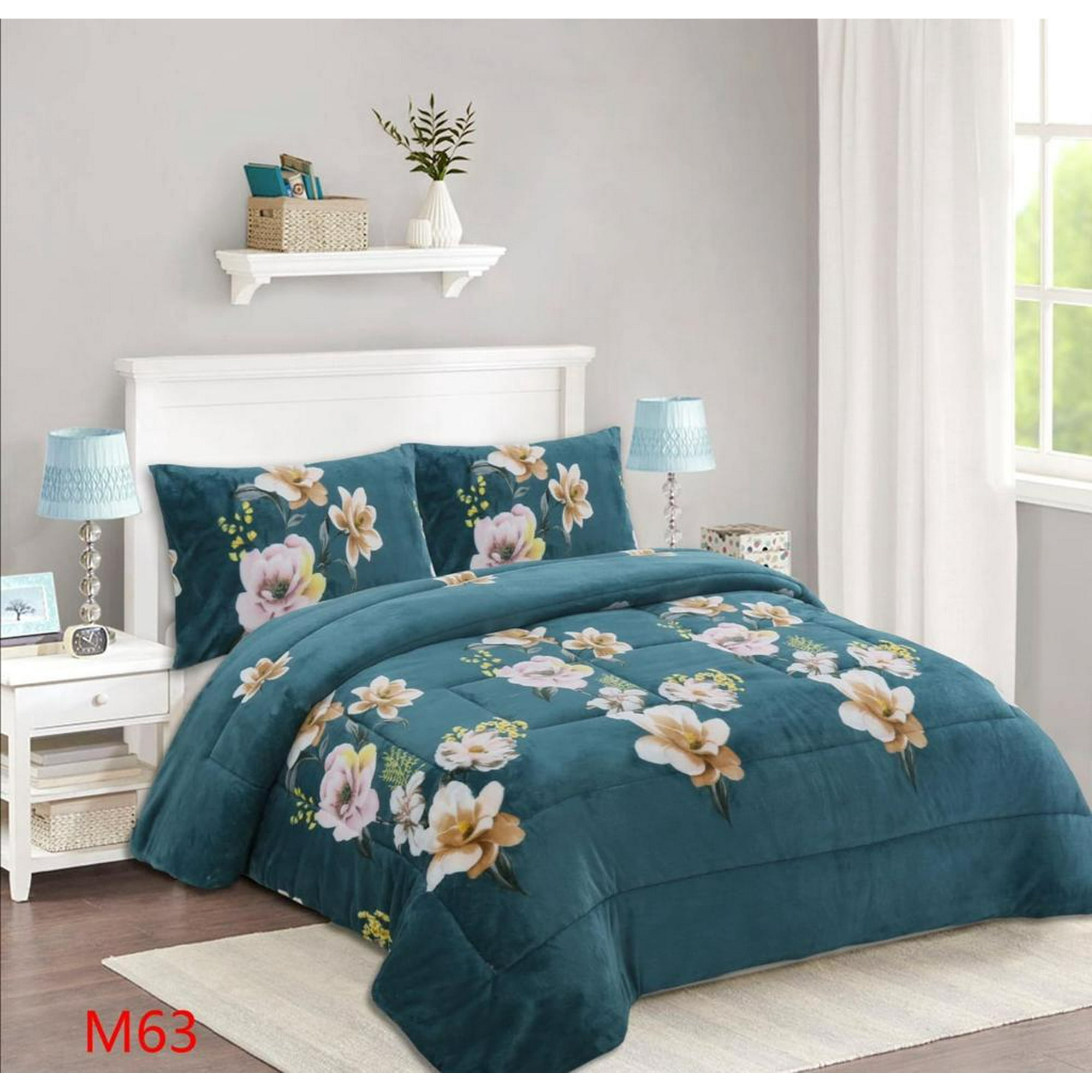 Genérico - Cobertor Chiporro 2 Plazas - Verde Flores Amarillas M63