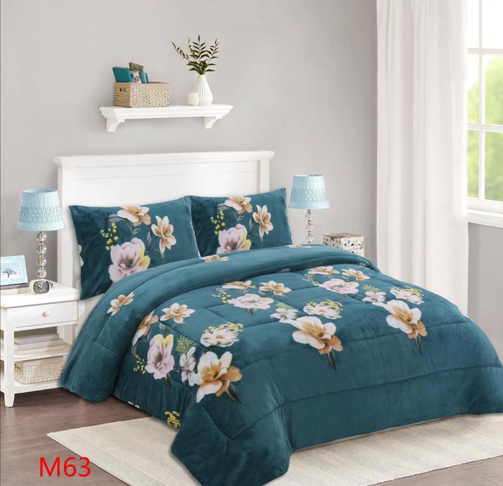 Genérico - Cobertor Chiporro 2 Plazas - Verde Flores Amarillas M63