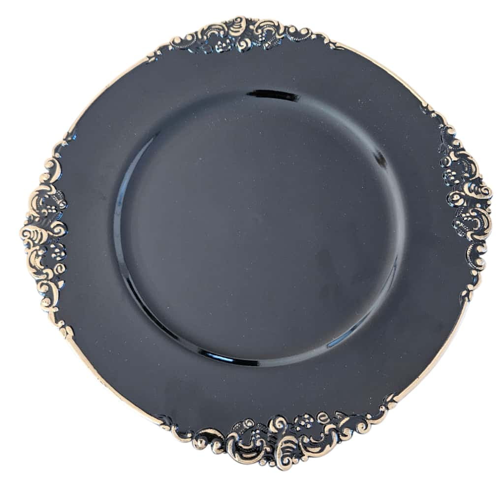Diorama - Set 4 Portaplatos Elegantes Platos Base Negro Con Dorado