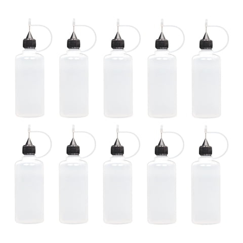 Magideal - 10X Botellas Con Punta De Precisión Pequeñas Botellas De Pegamento Duraderas Y Fáciles De Llenar Botellas Cuentagotas De Líquido Para Quilling Pintura 60Ml