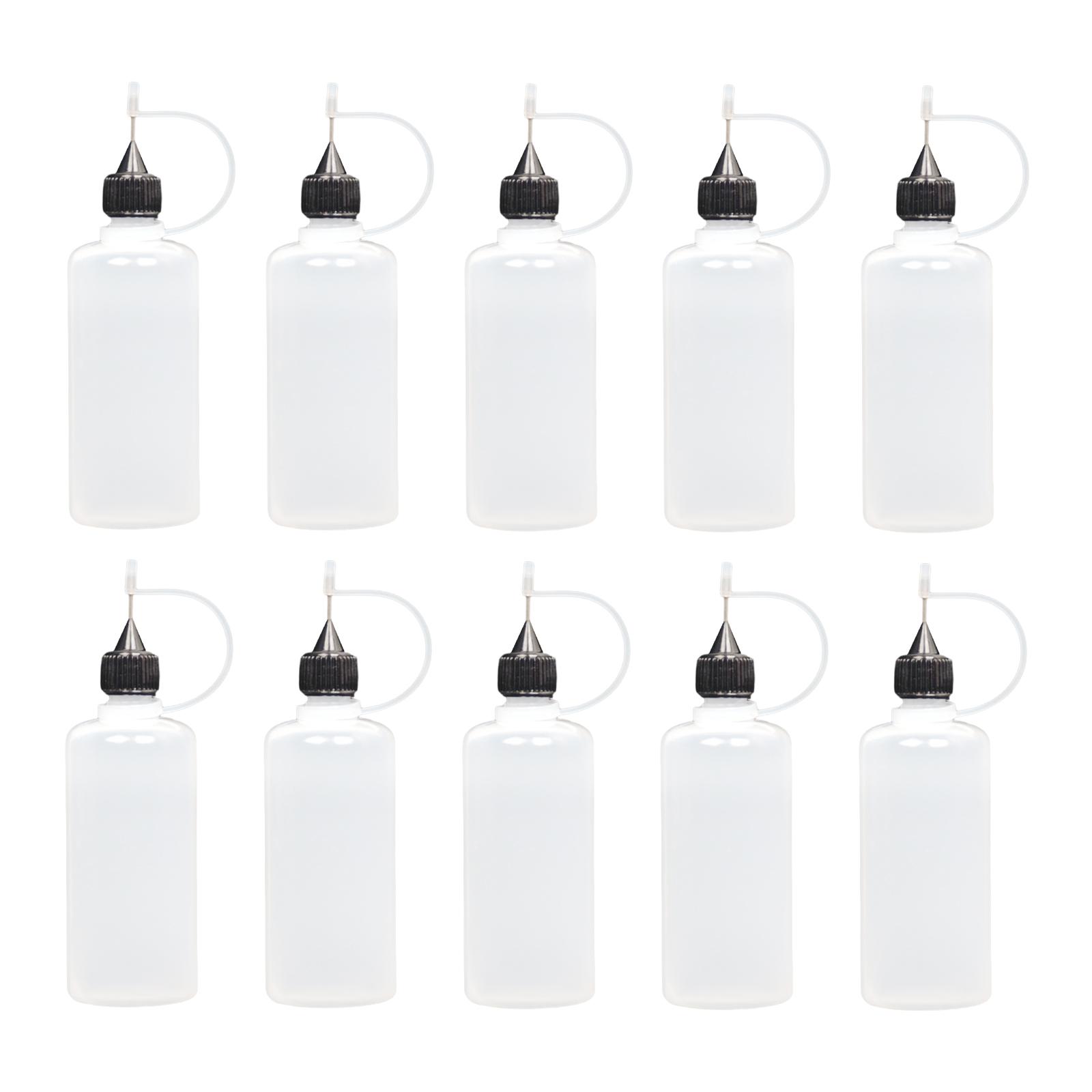 Magideal - 10X Botellas Con Punta De Precisión Pequeñas Botellas De Pegamento Duraderas Y Fáciles De Llenar Botellas Cuentagotas De Líquido Para Quilling Pintura 60Ml