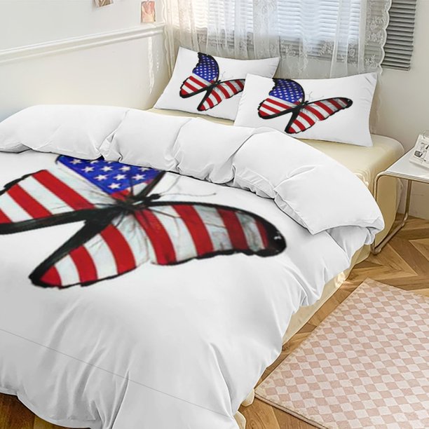 American Flag 3-Piece Twin Bed Set Fade-Resistant Microfiber