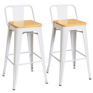 Moboi - Pack 2 Taburetes Tolix Madera Blanco 66Cm