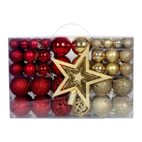 Magideal - 101 Piezas De Adornos Navideños Para Decoración De , Estrella, Adornos Duraderos Para Bricolaje, Adornos Colgantes Para Navidad, Oficina, Vacacio Oro Rojo