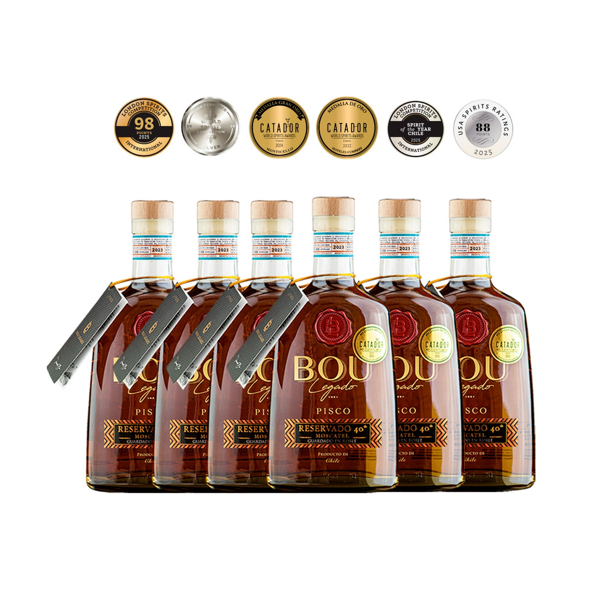 Bou - Caja X6 Pisco Legado Roble 40º