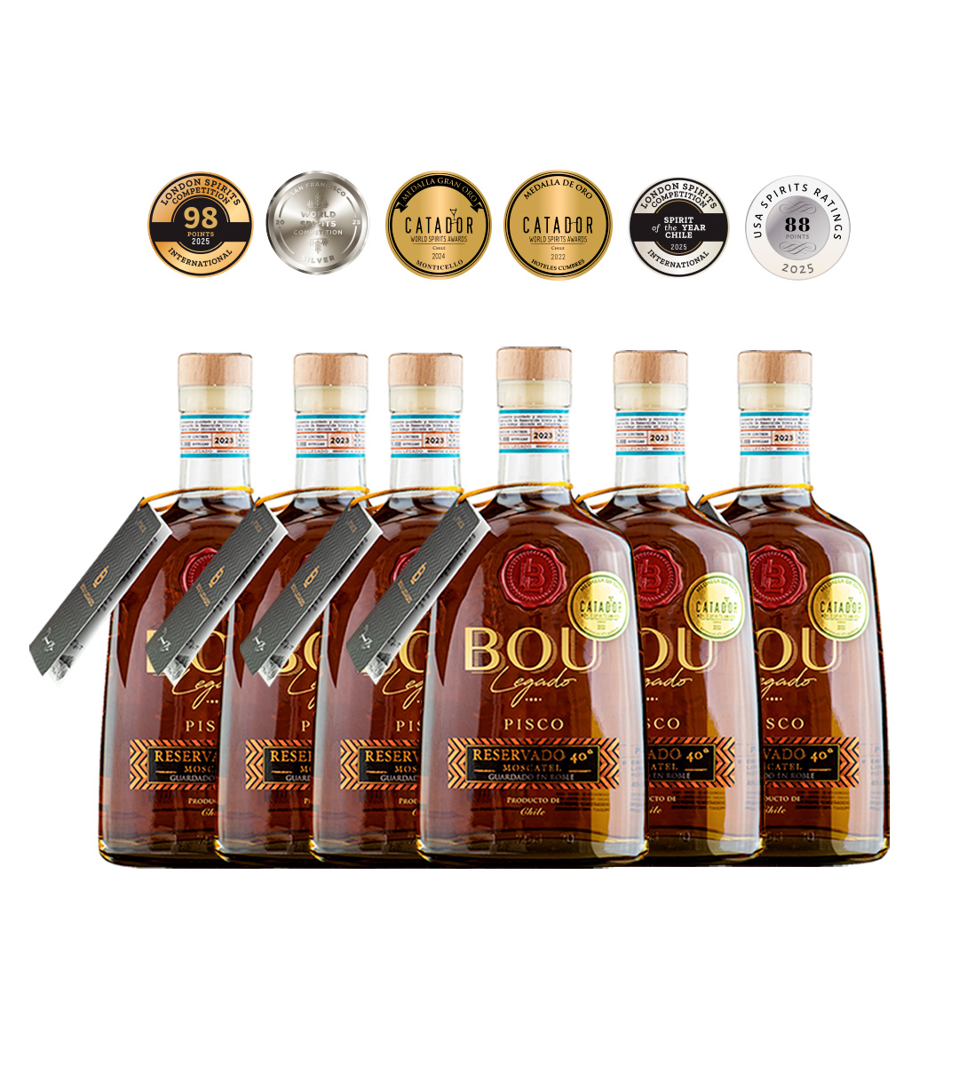 Bou - Caja X6 Pisco Legado Roble 40º