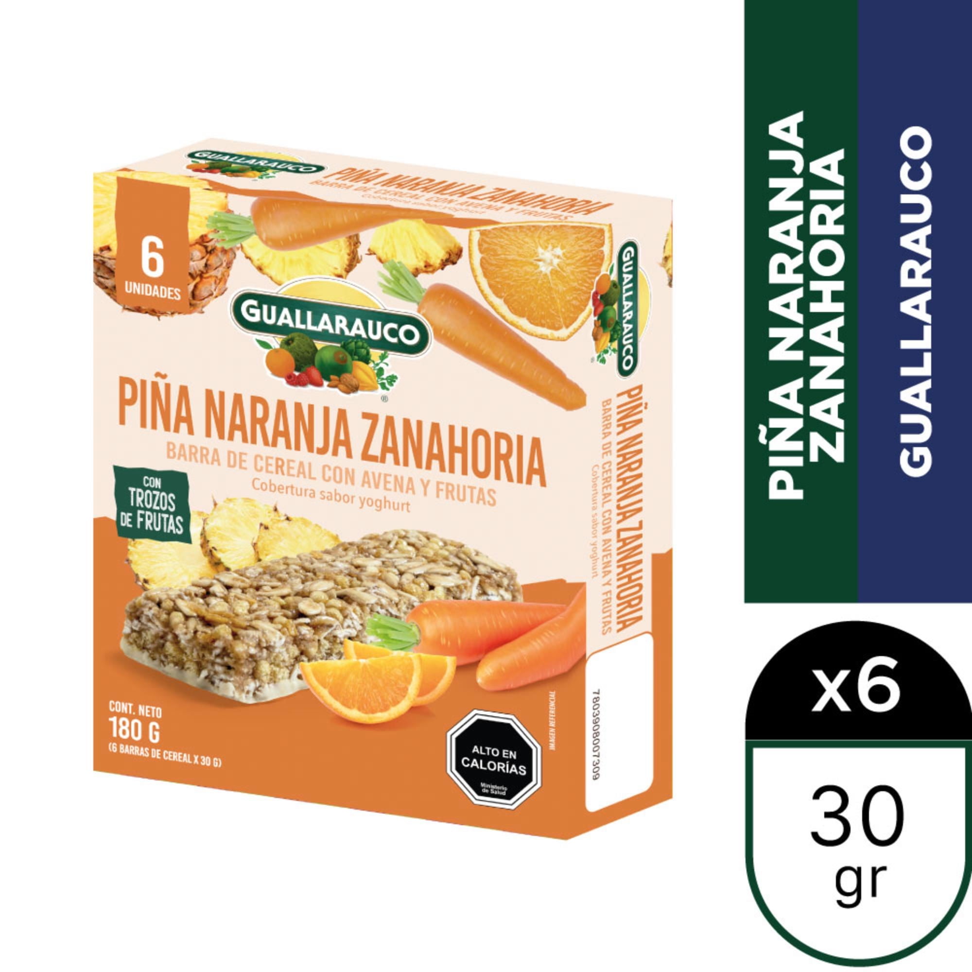 Barra De Cereal Piña Naranja Zanahoria 6 Un 30 g Guallarauco