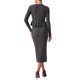 thumbnail image 4 of INSPIRE CHIC Conjunto de Falda de 2 Piezas para Mujer Cuello en V Tejido de Punto Acanalado con Botones Manga Larga Cintura Alta Invierno Maxi Faldas Ajustadas Conjunto de Suéter Peplum Pequeño Gris, 4 of 6
