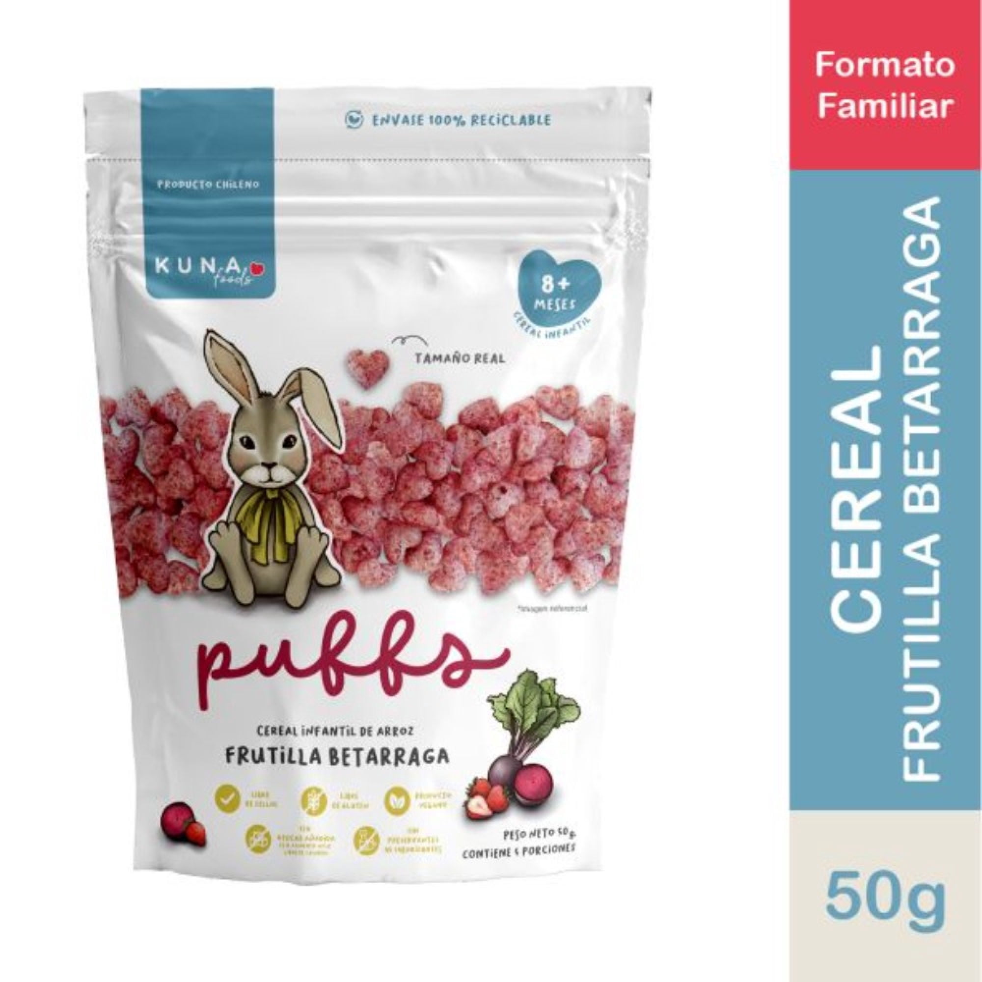 Cereal Puffs Frutilla Y Betarraga 50 g Kuna Foods