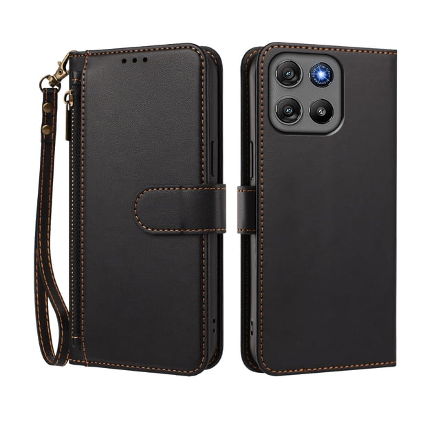 Funda Tipo Billetera para Motorola Moto G67 Power 5G con Soporte y Bolsillo con Cierre Negro