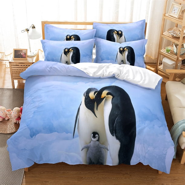 x1114 Bed SheetsPenguin Bedding Set Duvet Cover Set Bedding Digital Printing Bed Linen Size Bedding Set Fashion Design 3-Piece Bedding Set (1 Duvet Cover + 2 Pillow Shams) nj1114