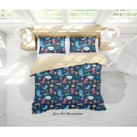 Milsleep - 3D Cartoon Animal Fish Undersea Pattern Quilt Cover Set Bedding Set Duvet Cover