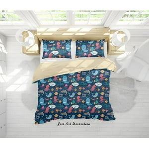 Milsleep - 3D Cartoon Animal Fish Undersea Pattern Quilt Cover Set Bedding Set Duvet Cover