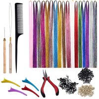 Ioensy - Kit De Oropel De Extensión De Cabello De 12 Colores, 2400 Hebras Para Peinar A Mujeres Y Hombres, 94Cm