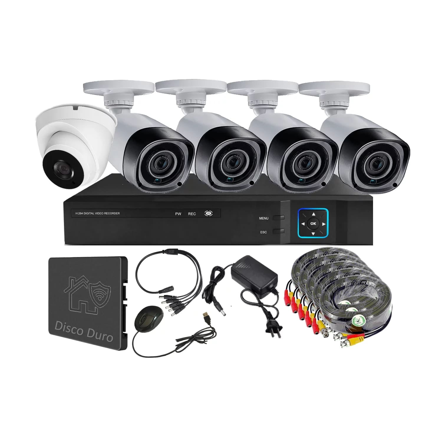 Vipa - Kit 5 Cámaras Seguridad Mixto Hd Con Disco Duro M51ldd