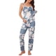 thumbnail image 1 of INSPIRE CHIC Conjunto de Pijama para Mujer 3 Piezas Top de Tirantes Pantalones de Pierna Ancha Bata de Manga Larga Talla 2XL Gris Azul, 1 of 6