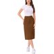 thumbnail image 2 of INSPIRE CHIC Falda Midi de Mezclilla de Cintura Alta para Mujer Falda de Jean Elástica con Abertura Trasera y Bolsillos Marrón M, 2 of 6