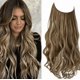 thumbnail image 1 of suxuMhao Peluca, Peluca Sintética de Encaje Frontal Peluca Rizada con Aspecto Natural, 18 Pulgadas Castaño con Rubio Balayage Pelucas de Encaje Pelucas Sintéticas sin Costuras de una Sola Pieza sin, 1 of 2