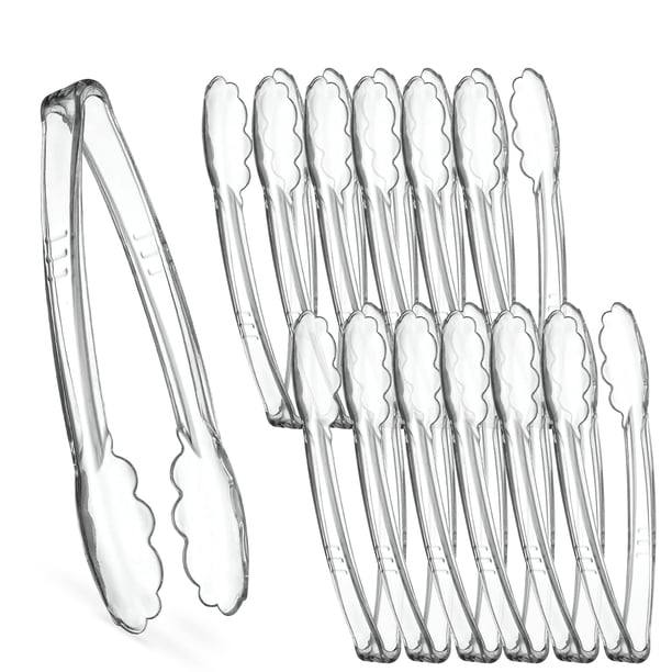 Pinzas transparentes de 9" (23 cm) – Plasticpro – Pinzas de servicio resistentes y reutilizables para cocina y BBQ, ideales para fiestas, catering, eventos, buffet, bodas y uso diario – Pack de 12